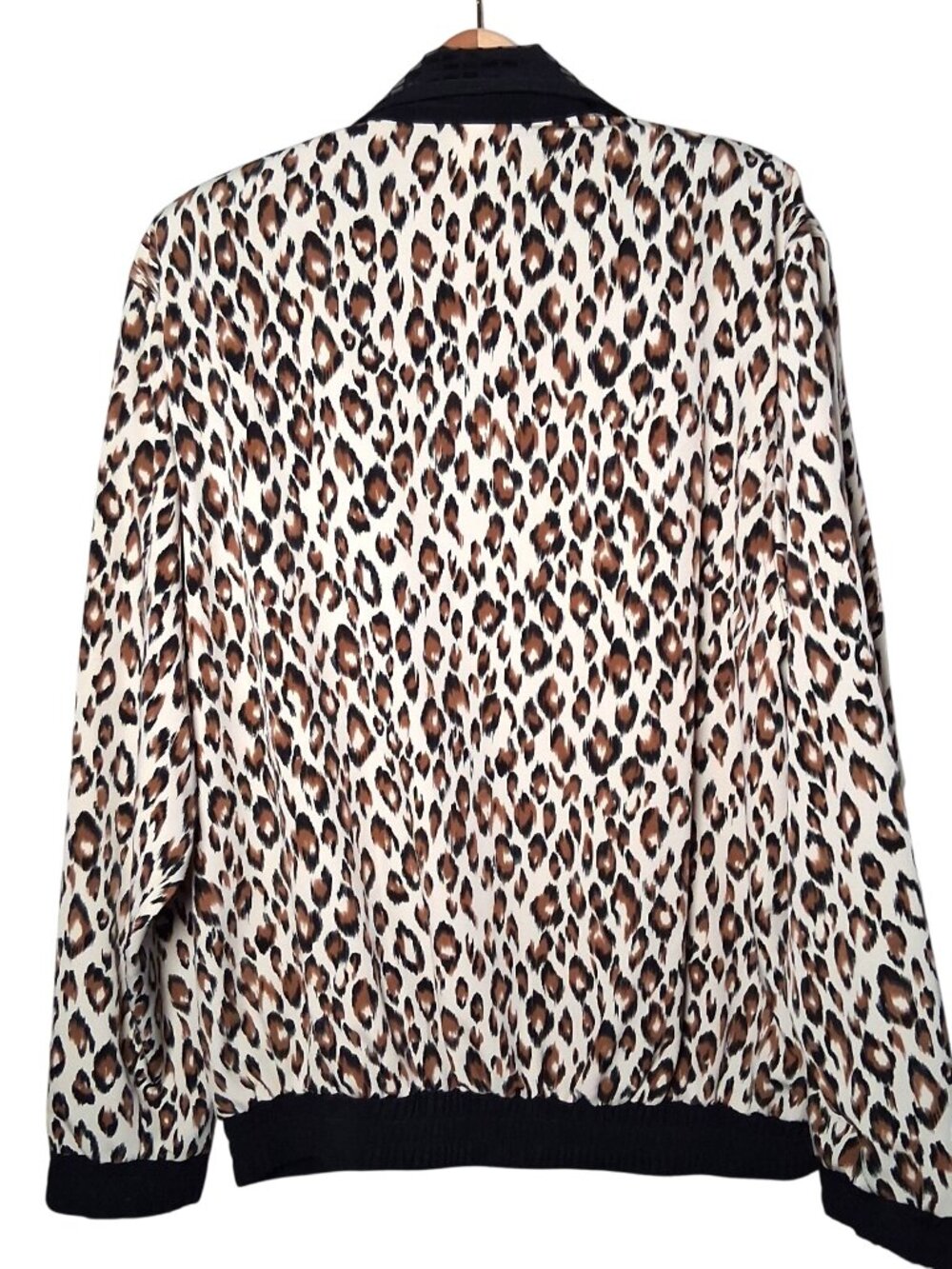 Vintage Just For Fun Jacket Small Cat Print Bling Oversized Leopard Lightweight - Picture 3 of 16
